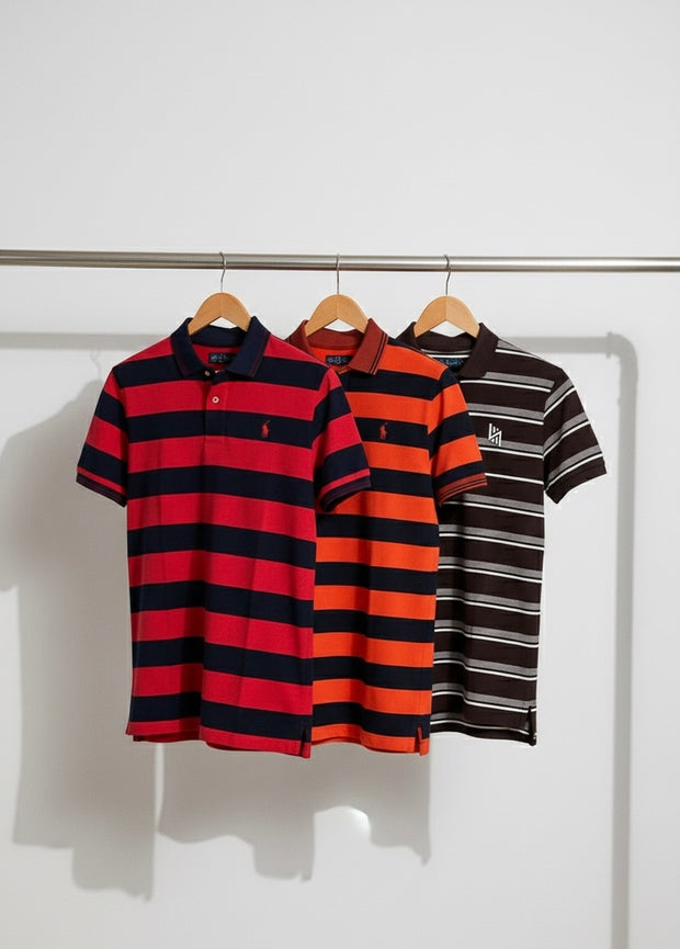 PACK OF THREE STRIPER POLO (113)